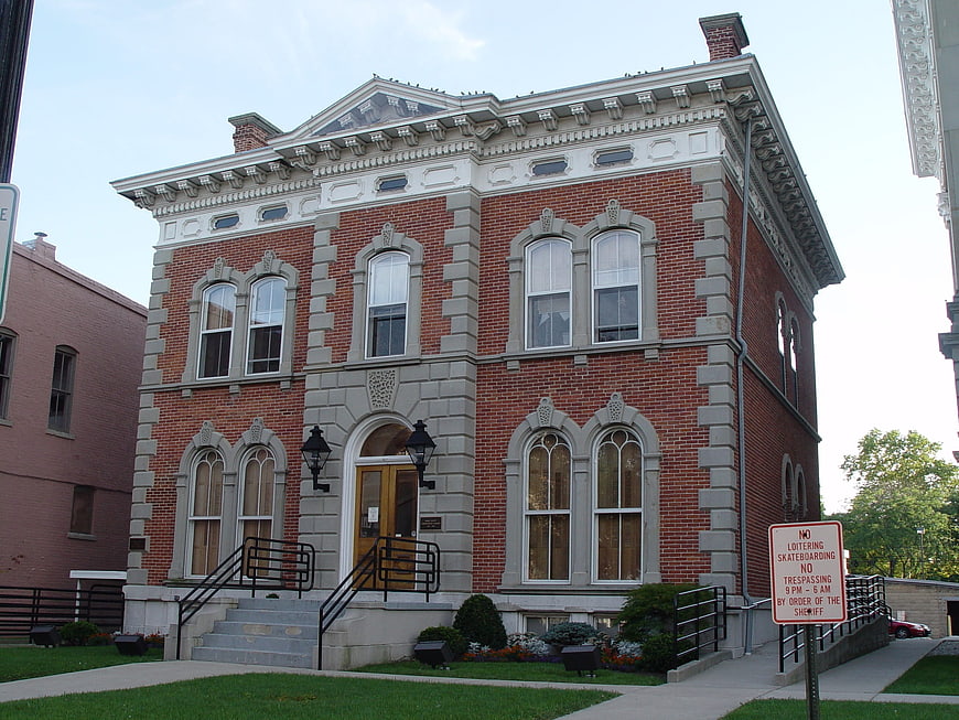 Historic Red Brick Building with Stone Accents