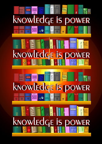 Knowledge Is Power Quote On Colorful Bookshelf Background