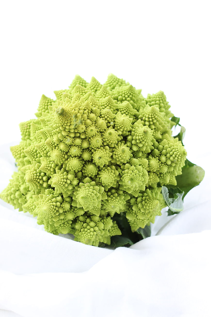 Fresh Romanesco Broccoli on White Background