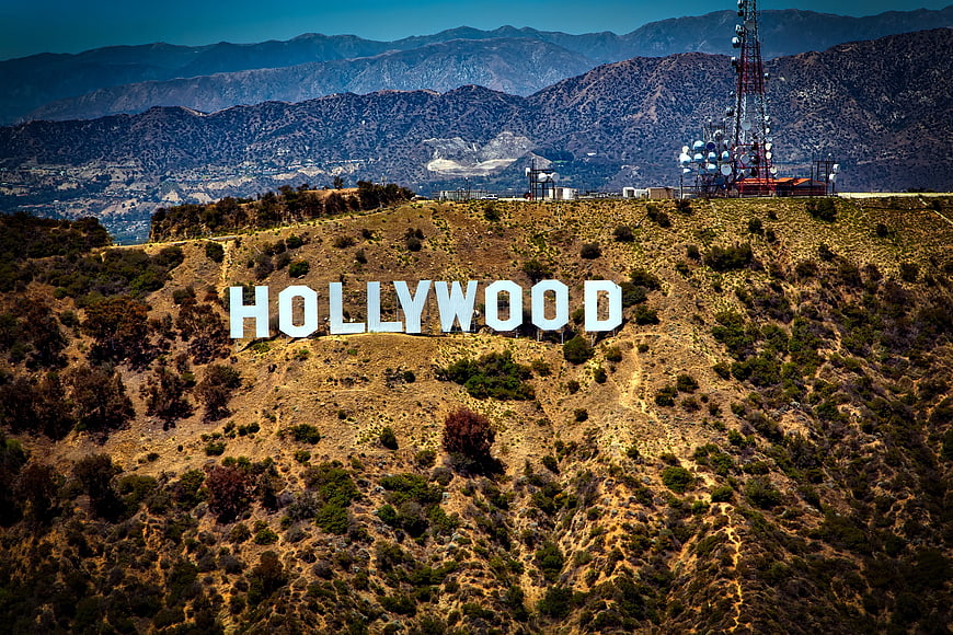 Hollywood Sign on Mount Lee with Mountains