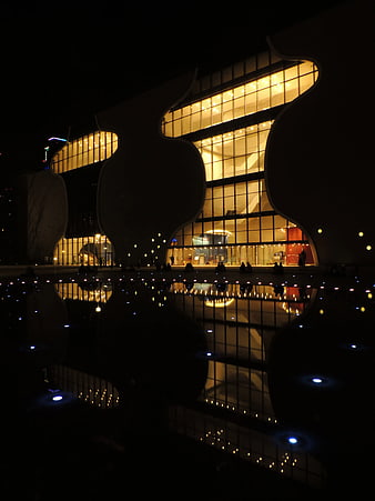 Modern Architecture at Night with Reflections