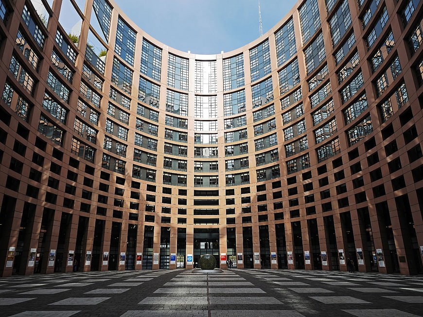 European Parliament Building Courtyard Architecture in Strasbourg