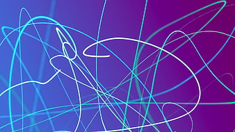 Abstract neon light trails on purple gradient background
