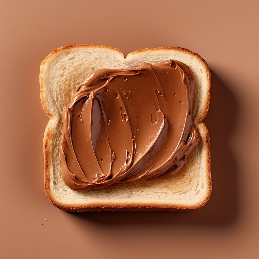 Top View of Toast with Chocolate Hazelnut Spread