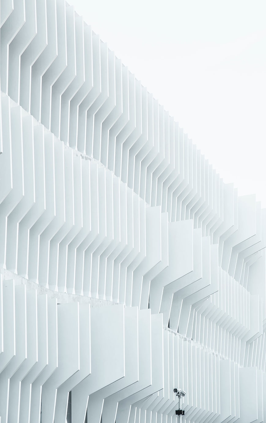 Modern White Geometric Building Facade Architecture