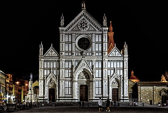 Santa Croce Basilica Florence Night Architecture
