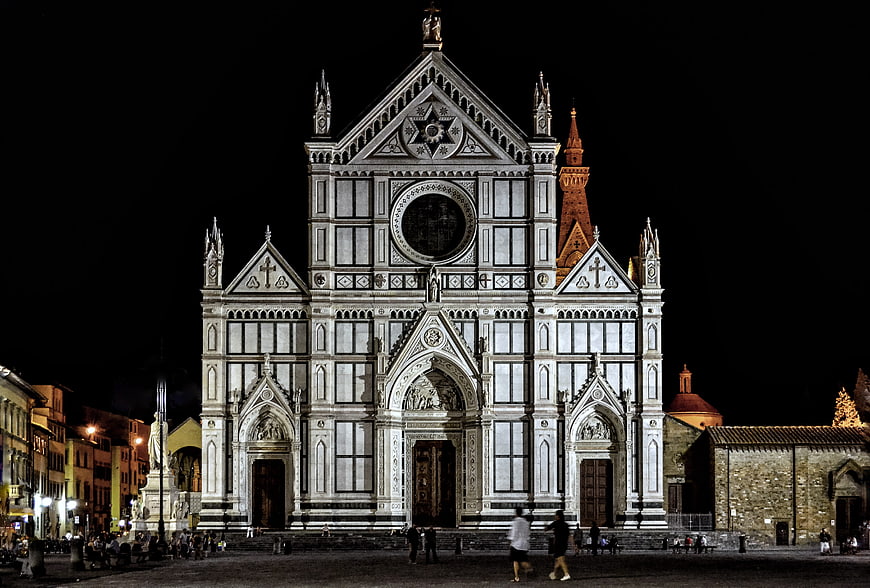 Santa Croce Basilica Florence Night Architecture