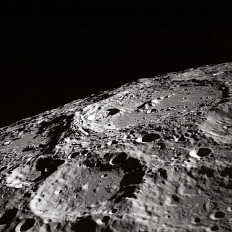 High Contrast Lunar Crater Landscape in Black and White