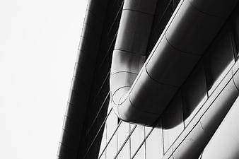 Modern Black and White Architectural Detail with Curves