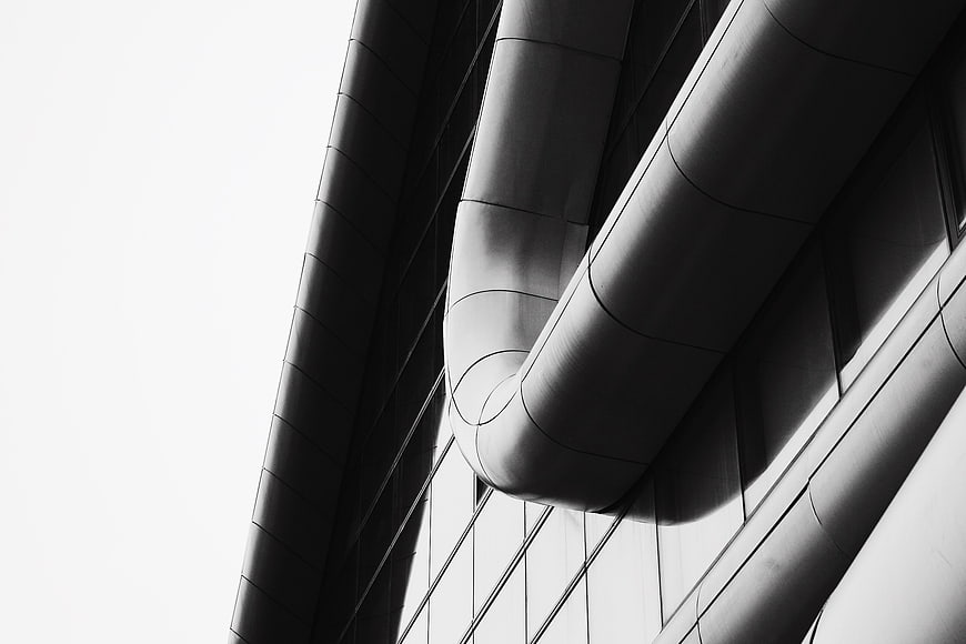 Modern Black and White Architectural Detail with Curves