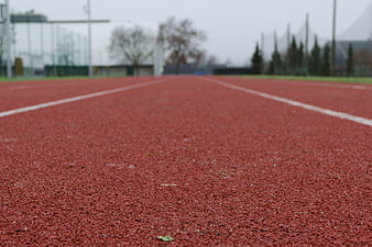 Low Angle View of Red Running Track Surface
