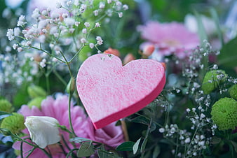 Pink Heart Decoration in Floral Bouquet