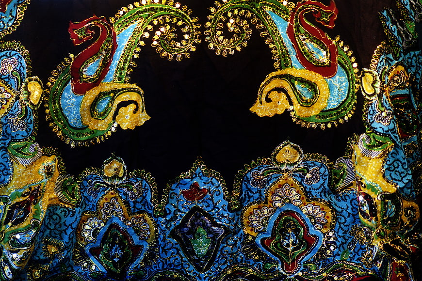 Colorful Paisley Fabric Pattern with Glitter Details