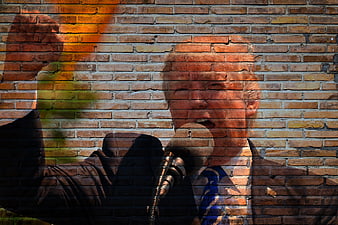 Donald Trump Speech Double Exposure Brick Wall Art