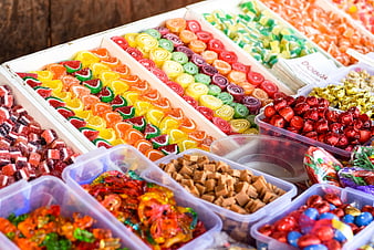 Colorful Assorted Turkish Delight and Candies in Market Display
