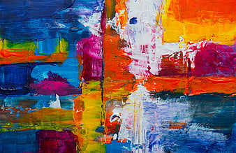 Vibrant Abstract Acrylic Painting with Thick Textured Brushstrokes