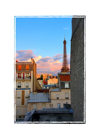 Paris Rooftops and Eiffel Tower at Sunset