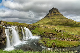 Kirkjufell Mountain and Waterfall in Iceland Landscape