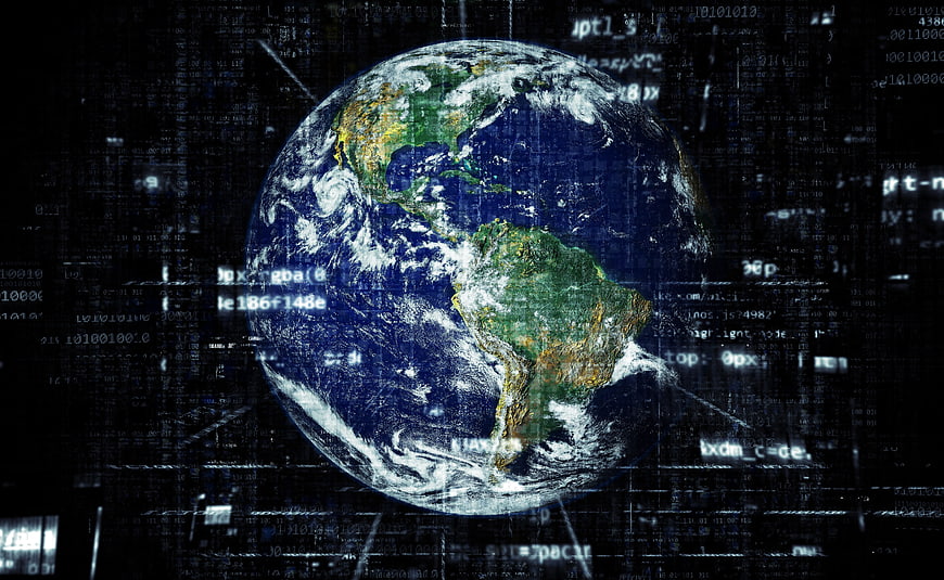Digital Earth Globe With Data Code Overlay