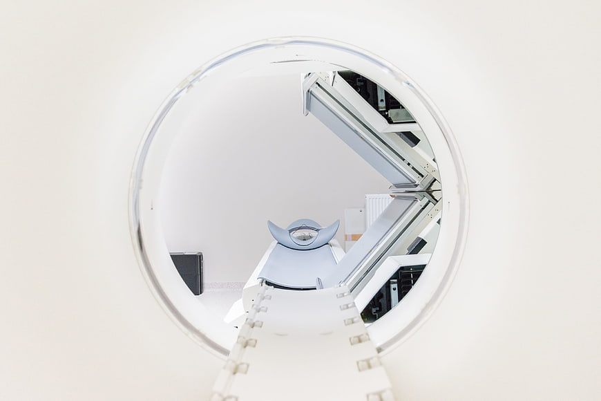 Modern MRI Scanner Interior View Through Circular Opening