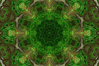 Abstract Green Kaleidoscope Mandala Pattern