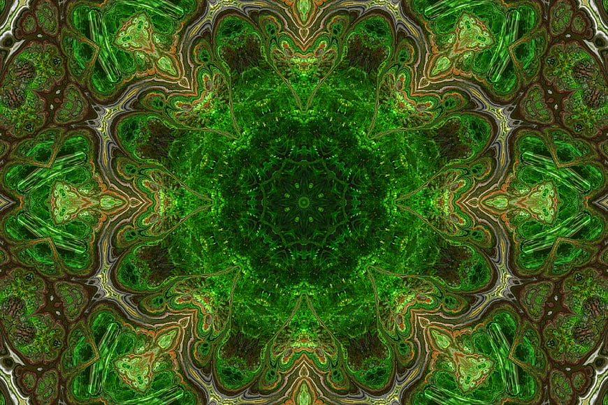 Abstract Green Kaleidoscope Mandala Pattern
