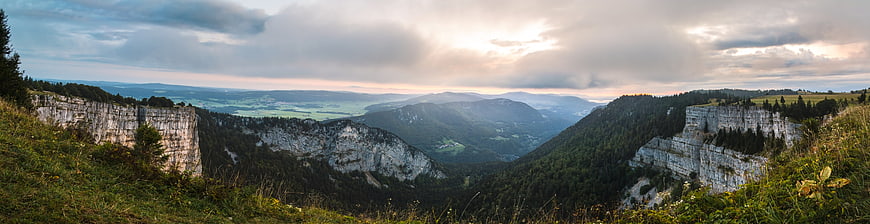 Panoramic View of Creux du Van Canyon in Switzerland