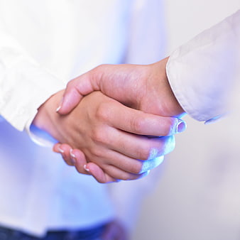 Close-up of two hands clasped in a supportive gesture