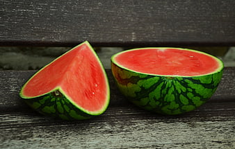 Fresh Sliced Watermelon on Rustic Wooden Bench