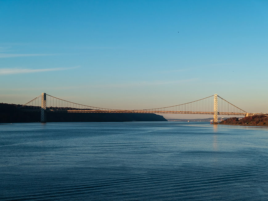 George Washington Bridge Sunset Landscape Over Hudson River