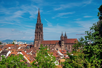 Freiburg Minster Cathedral and Historic Cityscape in Germany