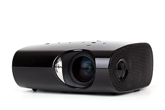 Modern Black Multimedia Projector Isolated On White Background