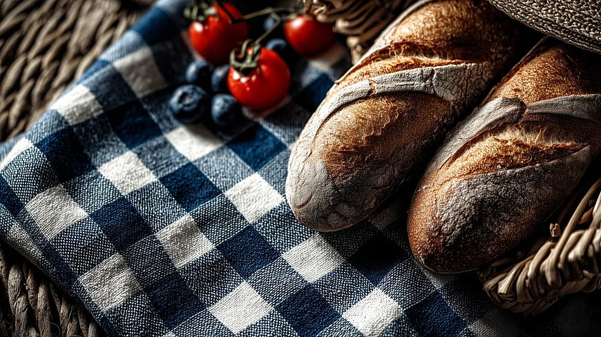 Rustic Artisan Bread with Tomatoes and Blueberries