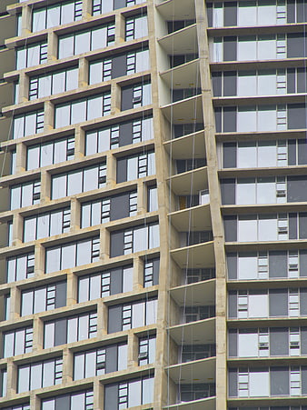 Modern Concrete Apartment Building Facade with Windows