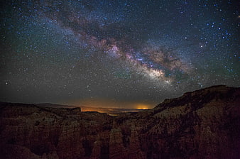Milky Way Galaxy Over Bryce Canyon Night Sky Landscape