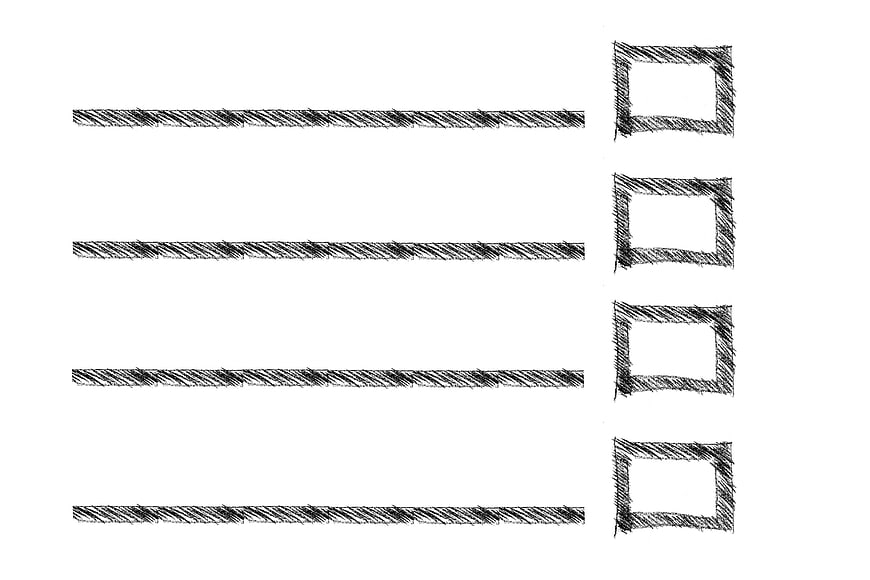 Hand-drawn sketch style list with checkboxes on white background
