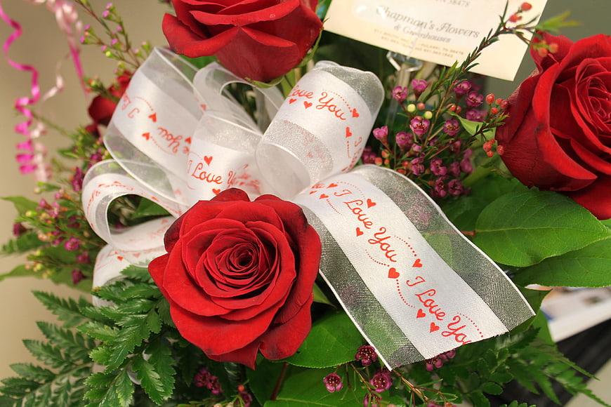Red Roses Bouquet with I Love You Ribbon