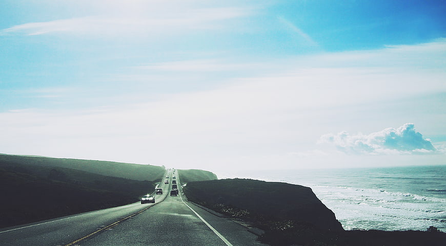 Coastal Highway Driving Along Ocean Cliffs