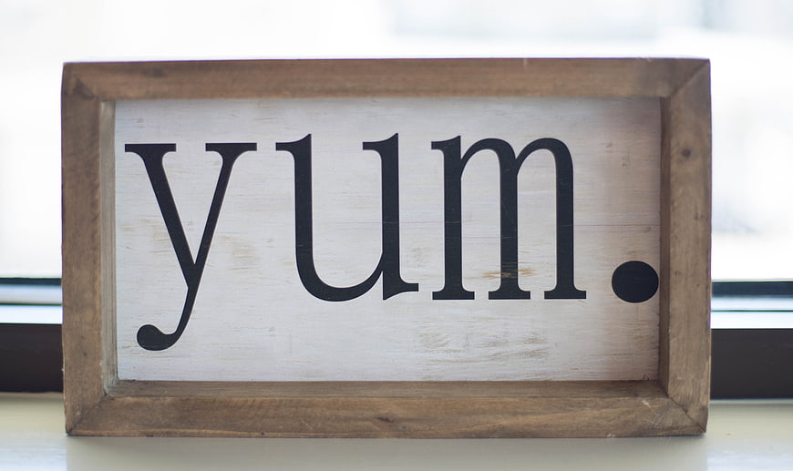 Rustic Wooden Yum Sign for Kitchen Decor