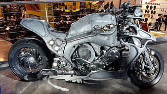 Silver BMW Juggernaut Concept Motorcycle at Expo 2015