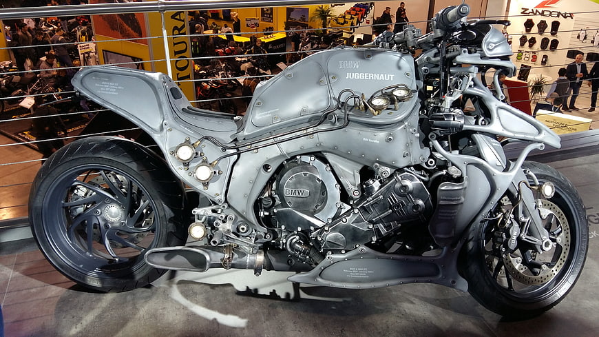 Silver BMW Juggernaut Concept Motorcycle at Expo 2015