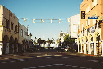 Venice Beach Pacific Avenue Street View with Sign