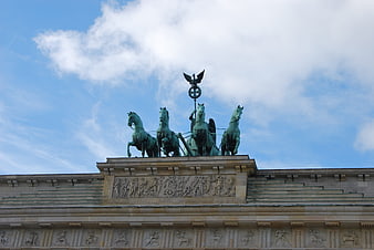 Quadriga statue atop Brandenburg Gate in Berlin