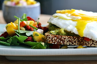 Avocado Toast with Fried Egg and Side Salad