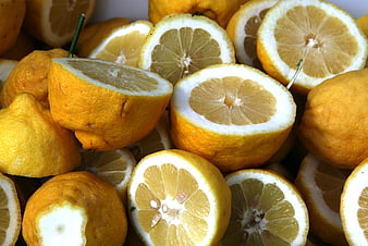 Fresh Yellow Lemons Cut in Half Close Up