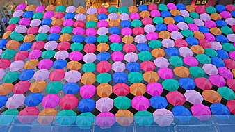 Colorful Umbrella Installation Art Display
