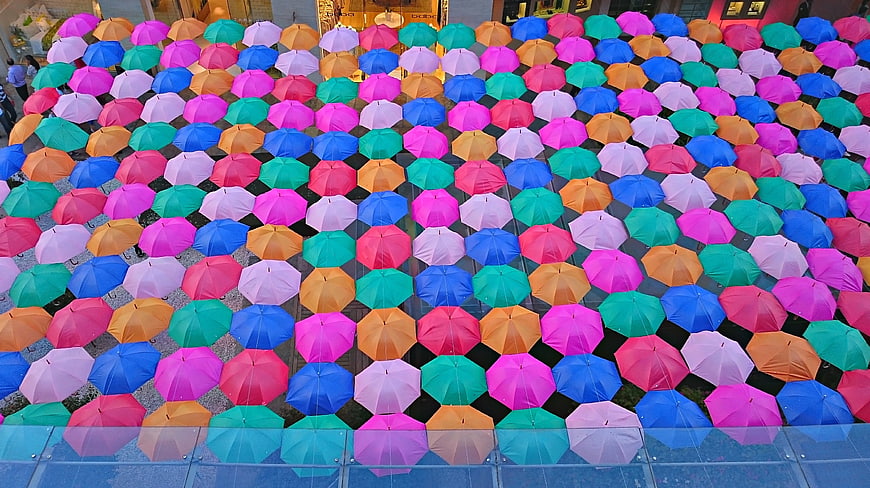 Colorful Umbrella Installation Art Display
