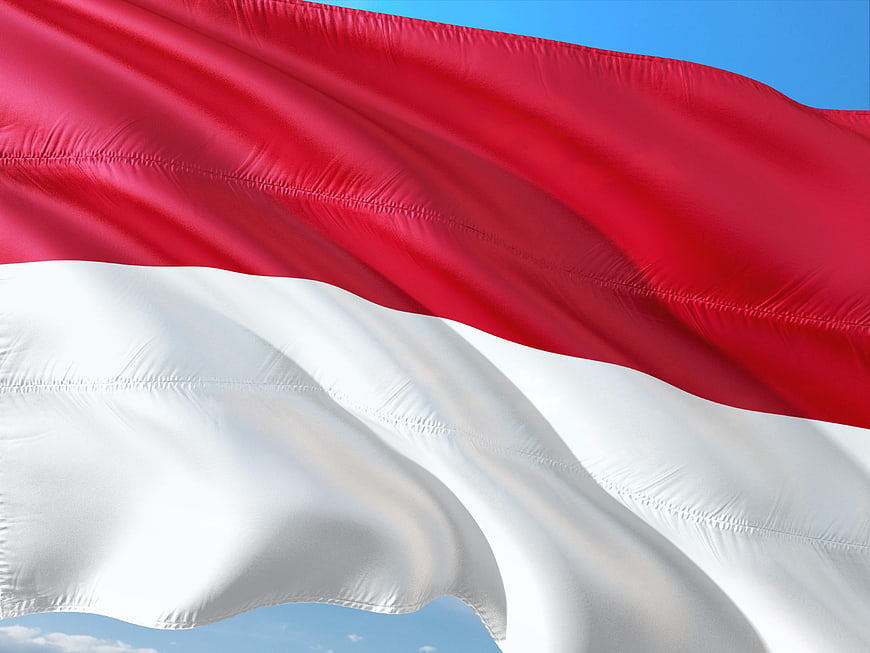 Indonesian Flag Waving in the Wind