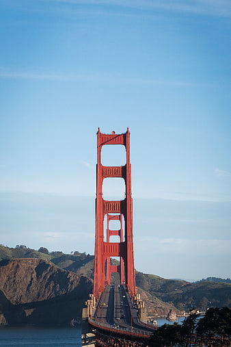 Golden Gate Bridge Tower Against Blue Sky