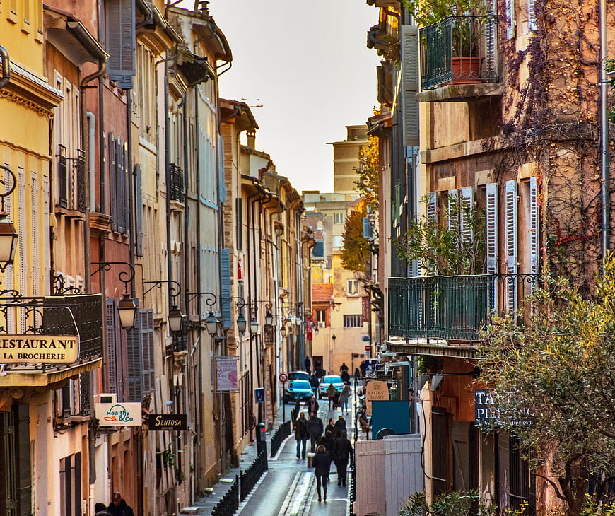 Historic European Street Scene in Aix-en-Provence, France